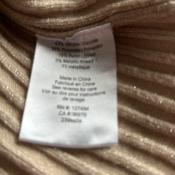 Shimmery Golden Ribbed Faux Wrap Sweater - Picture 9 of 9